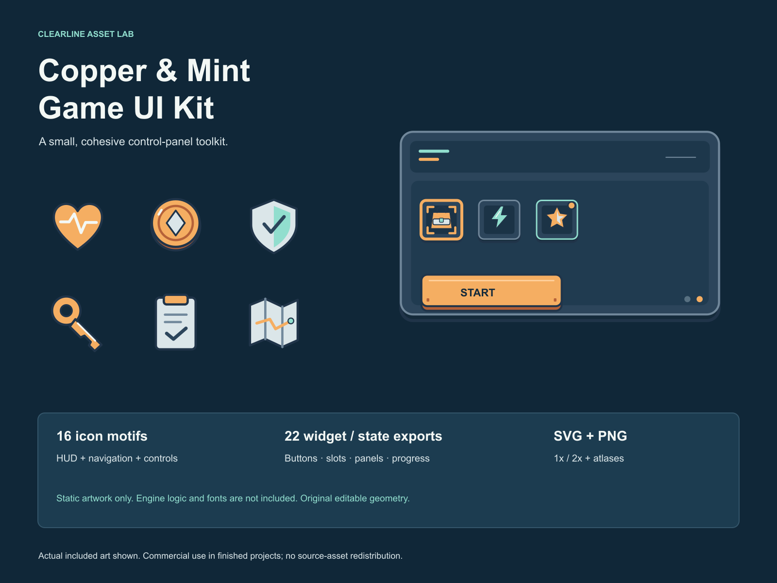 Copper & Mint Game UI Kit — product preview