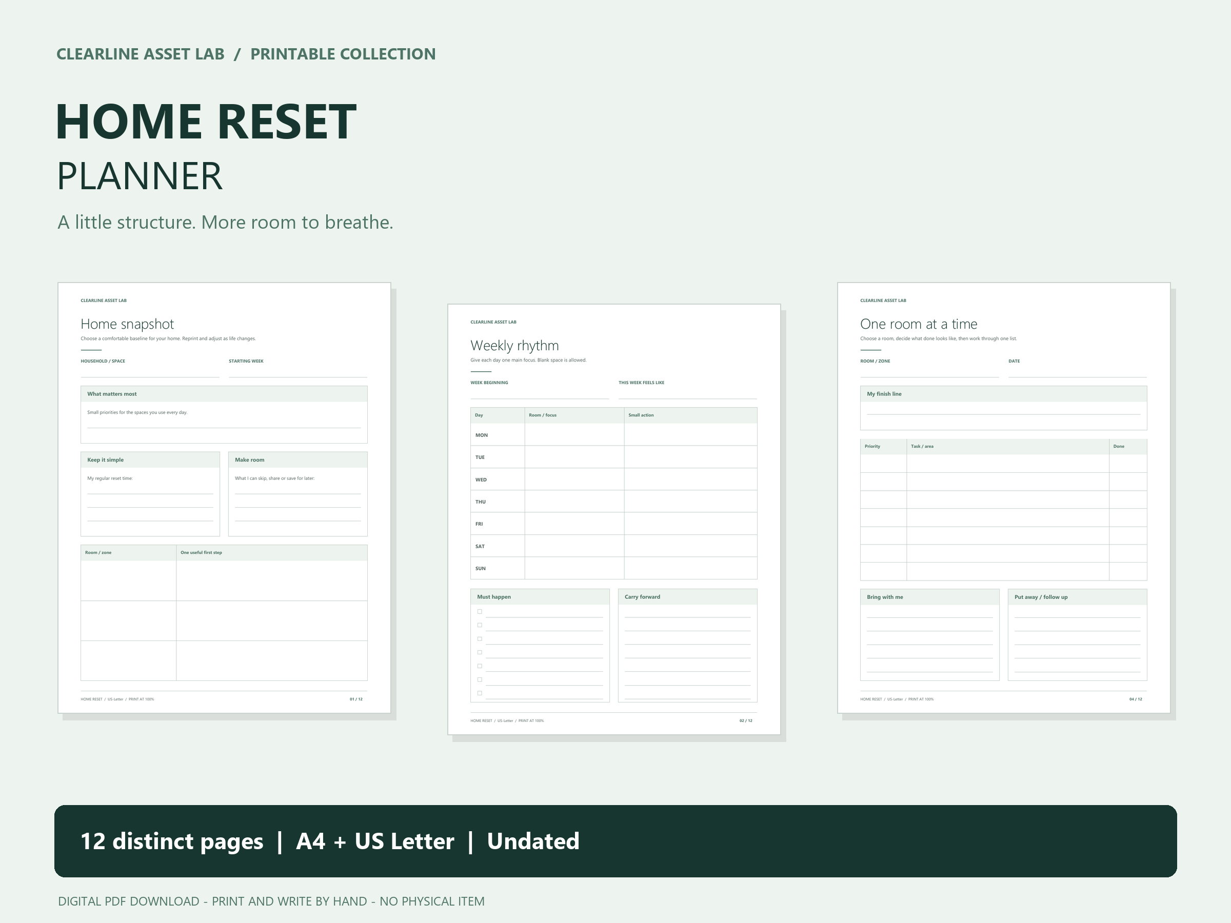 Home Reset Cleaning Planner — product preview