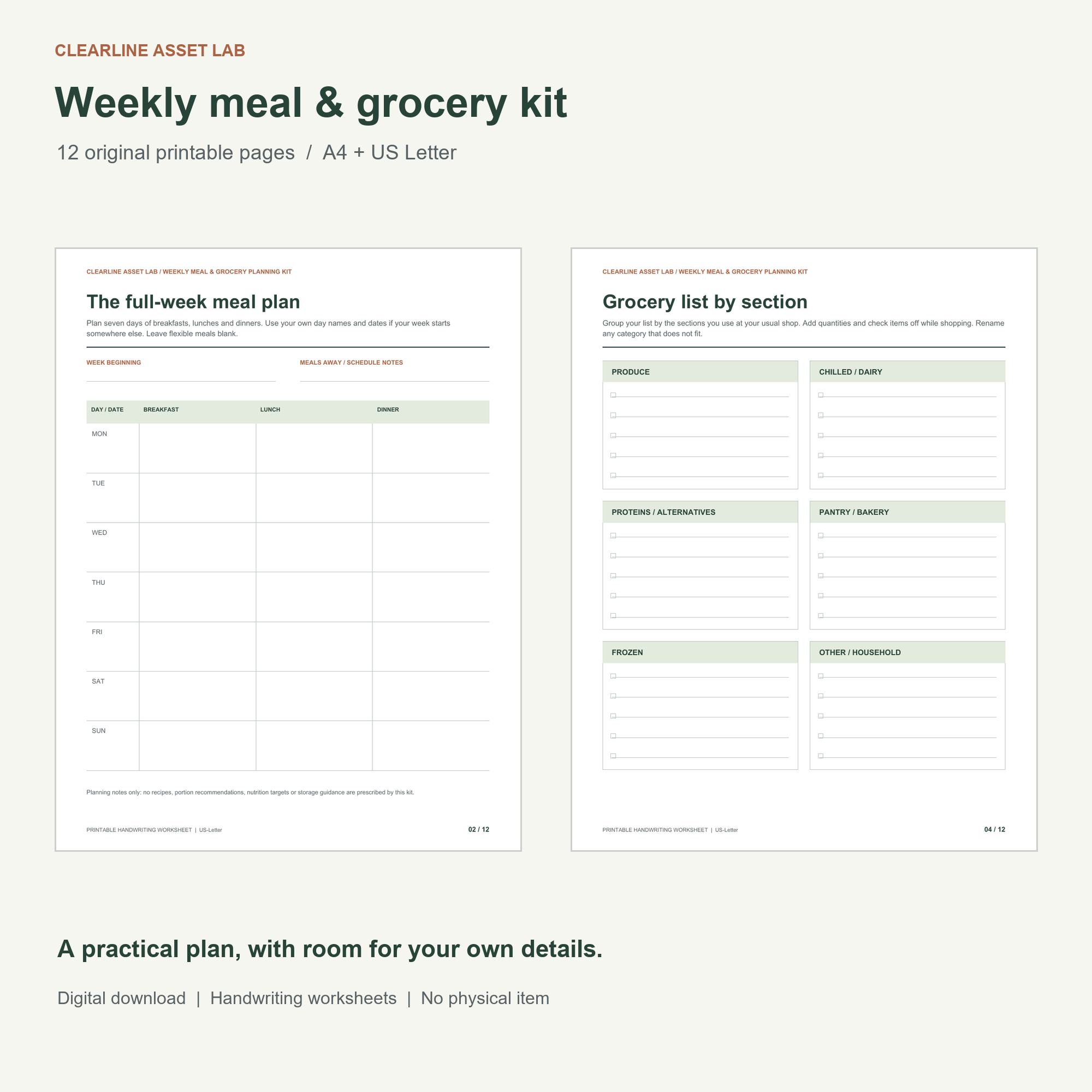 Weekly Meal & Grocery Planning Kit — product preview