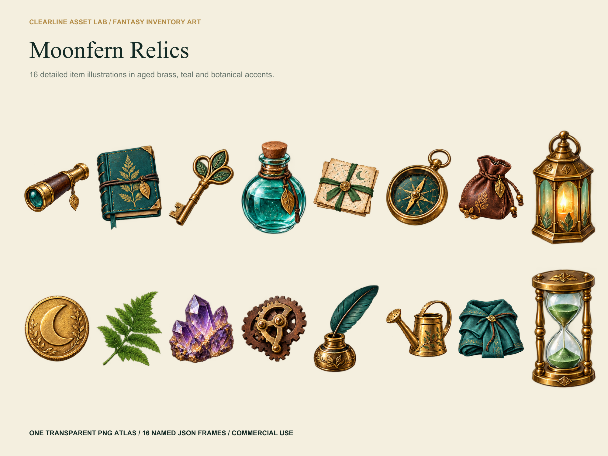 Moonfern Relics — 16 Fantasy Inventory Icons — product preview