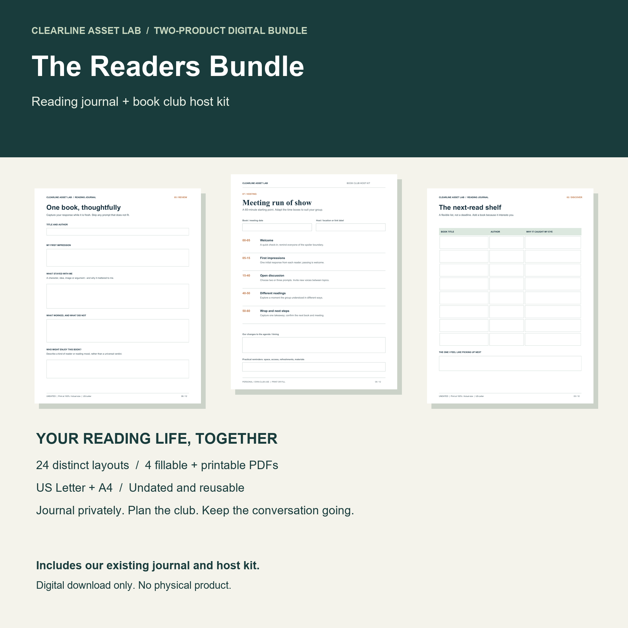 Reading Journal and Book Club Bundle — product preview