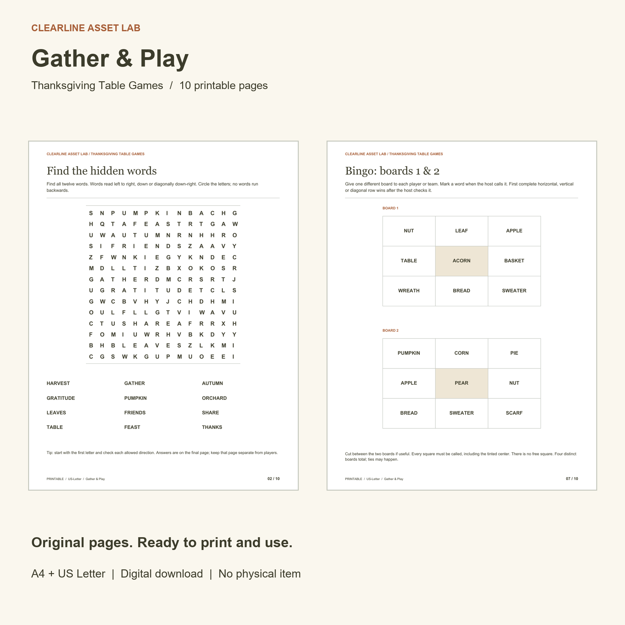 Thanksgiving Table Games — product preview