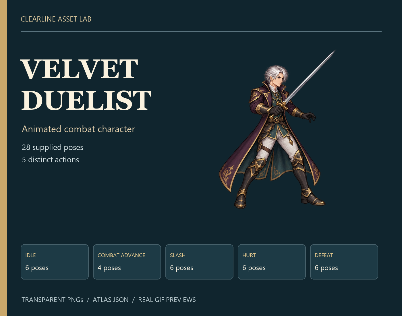 Velvet Duelist — Animated Combat Character — product preview